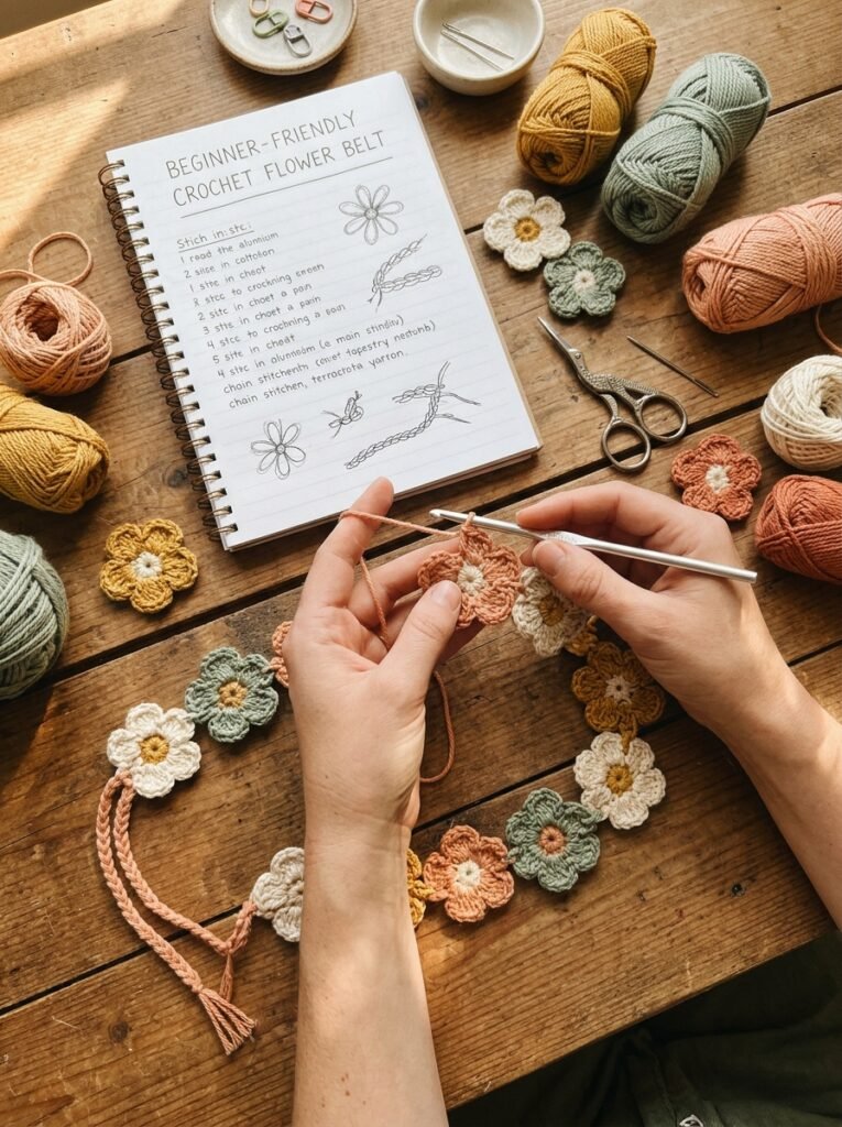 Beginner-Friendly Crochet Flower Belt Pattern