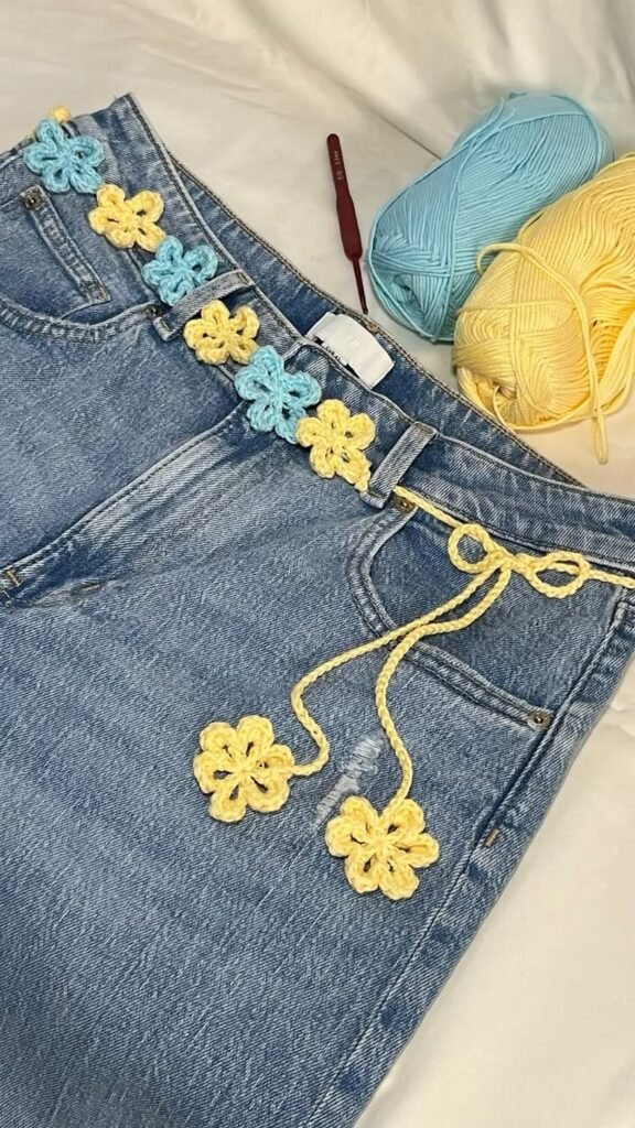 Colorful Crochet Flower Belt with Retro Style