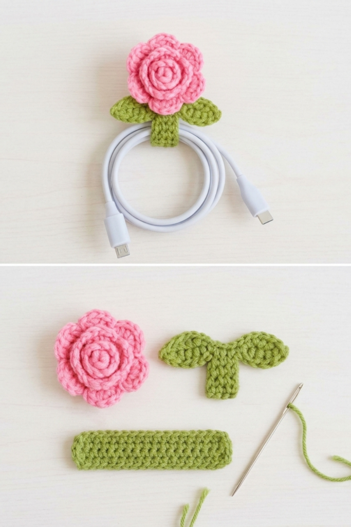 Easy Crochet Flower Cable Holder