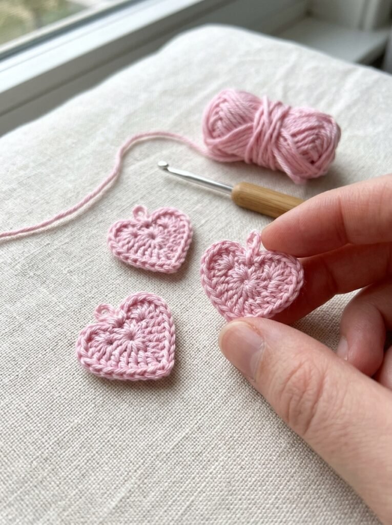 Make the Pink Crochet Hearts