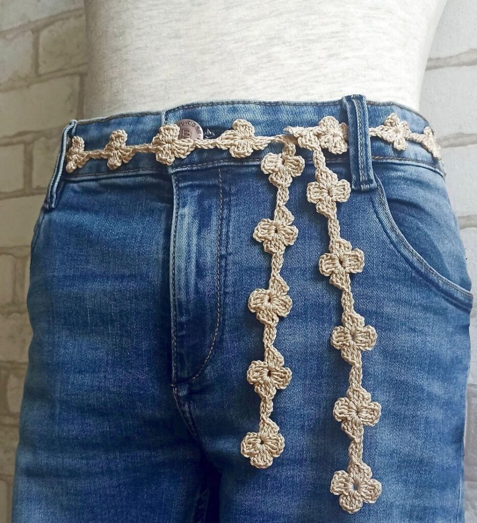 Wide Crochet Flower Statement Belt