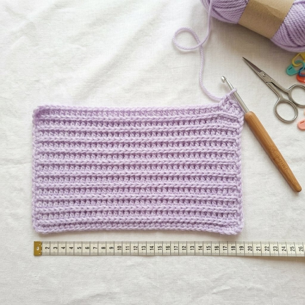 Back loop only crochet stitch for a ribbed fingerless gloves pattern.